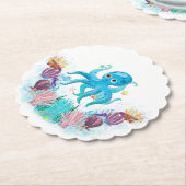 Cute Ocean Zee Octopus met kleurrijke zeeschelpen  Kartonnen Onderzetters (Gekanteld)