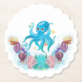 Cute Ocean Zee Octopus met kleurrijke zeeschelpen  Kartonnen Onderzetters