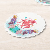 Cute Ocean Zee Octopus met kleurrijke zeeschelpen Kartonnen Onderzetters (Gekanteld)