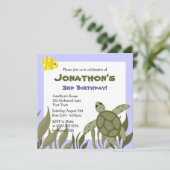 Cute Ocean Zee Turtle Birthday Party Invite Kaart (Staand voorkant)