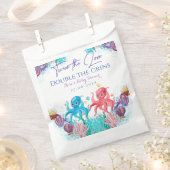 Cute Ocean Zee Twin Octopus Baby shower Party Bedankzakje (Geknipt)