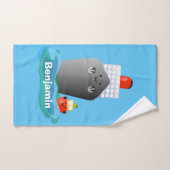 Cute oceanische lijnboot tug cartoon illustratie bad handdoek (Handdoek)