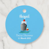 Cute oceanische lijnboot tug cartoon illustratie bedankjes labels (Achterkant)