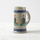 Cute oceanische lijnboot tug cartoon illustratie bierpul (Voorkant rechts)