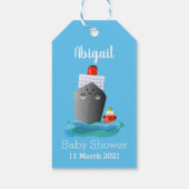 Cute oceanische lijnboot tug cartoon illustratie cadeaulabel (Achterkant)