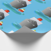 Cute oceanische lijnboot tug cartoon illustratie cadeaupapier (Hoek)