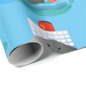 Cute oceanische lijnboot tug cartoon illustratie cadeaupapier (Rol Hoek)