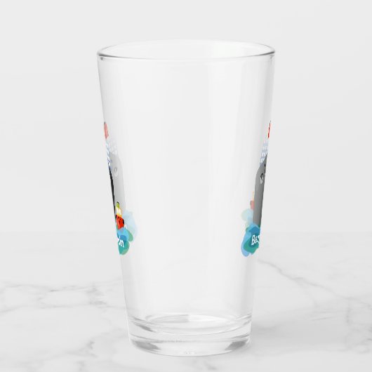 Cute oceanische lijnboot tug cartoon illustratie glas (Rechts)