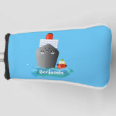Cute oceanische lijnboot tug cartoon illustratie golfheadcover (Voorkant)