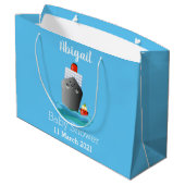 Cute oceanische lijnboot tug cartoon illustratie groot cadeauzakje (Achterkant Gekanteld)