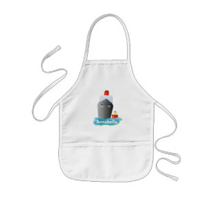 Cute oceanische lijnboot tug cartoon illustratie kinder schort