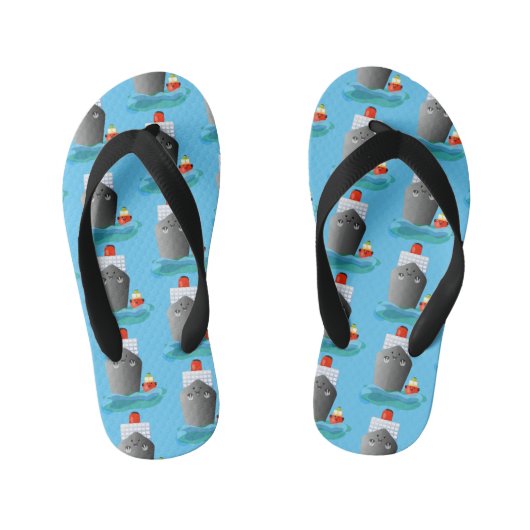 Cute oceanische lijnboot tug cartoon illustratie kinder teenslippers (Voetbed)