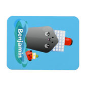 Cute oceanische lijnboot tug cartoon illustratie magneet (Horizontaal)