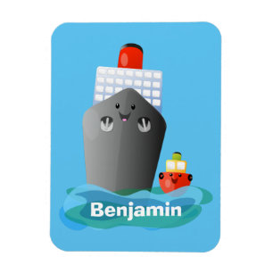 Cute oceanische lijnboot tug cartoon illustratie magneet