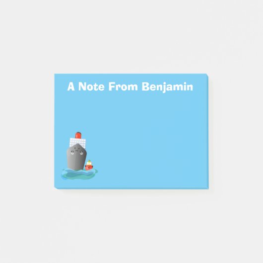 Cute oceanische lijnboot tug cartoon illustratie post-it® notes (Voorkant)