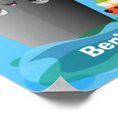 Cute oceanische lijnboot tug cartoon illustratie poster (Hoek)