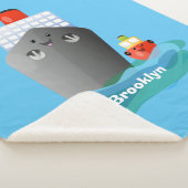 Cute oceanische lijnboot tug cartoon illustratie sherpa deken (3/4)