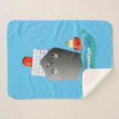 Cute oceanische lijnboot tug cartoon illustratie sherpa deken (Voorkant (horizontaal))