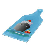 Cute oceanische lijnboot tug cartoon illustratie snijplank (Hoek)