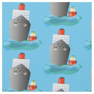 Cute oceanische lijnboot tug cartoon illustratie stof