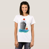 Cute oceanische lijnboot tug cartoon illustratie t-shirt (Voorkant volledig)