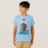 Cute oceanische lijnboot tug cartoon illustratie t-shirt (Voorkant volledig)