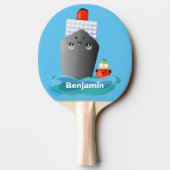Cute oceanische lijnboot tug cartoon illustratie tafeltennisbatje (Achterkant)