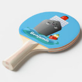 Cute oceanische lijnboot tug cartoon illustratie tafeltennisbatje (Voorkant Gekanteld)