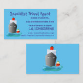 Cute oceanische lijnboot tug cartoon illustratie visitekaartje (Voorkant / Achterkant)