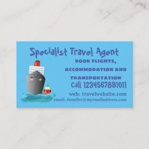 Cute oceanische lijnboot tug cartoon illustratie visitekaartje