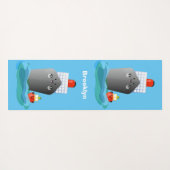 Cute oceanische lijnboot tug cartoon illustratie yogamat (Achterkant (horizontaal))