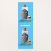 Cute oceanische lijnboot tug cartoon illustratie yogamat (Achterkant)