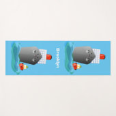 Cute oceanische lijnboot tug cartoon illustratie yogamat (Voorkant (horizontaal))