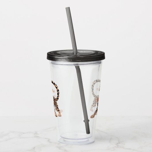 Cute ocelot cartoon illustratie acryl drinkbeker (Links)