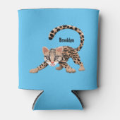 Cute ocelot cartoon illustratie blikjeskoeler (Voorkant)