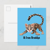 Cute ocelot cartoon illustratie briefkaart (Voorkant / Achterkant)