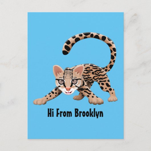 Cute ocelot cartoon illustratie briefkaart (Voorkant)