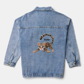Cute ocelot cartoon illustratie denim jacket (Achterkant)
