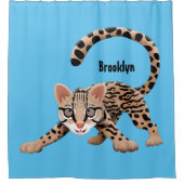 Cute ocelot cartoon illustratie douchegordijn (Voorkant)