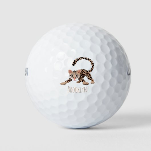 Cute ocelot cartoon illustratie golfballen (Voorkant)