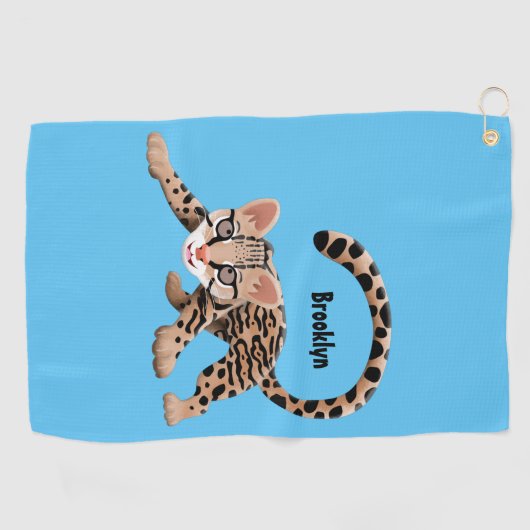 Cute ocelot cartoon illustratie golfhanddoek (Horizontaal)