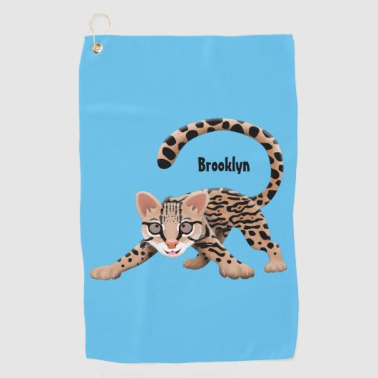 Cute ocelot cartoon illustratie golfhanddoek (Voorkant)