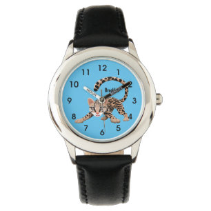 Cute ocelot cartoon illustratie horloge