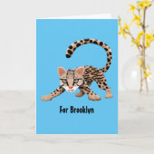Cute ocelot cartoon illustratie kaart (Gele Bloem)