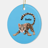 Cute ocelot cartoon illustratie keramisch ornament (Links)