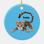 Cute ocelot cartoon illustratie keramisch ornament (Achterkant)