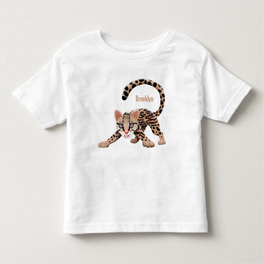 Cute ocelot cartoon illustratie kinder shirts (Voorkant)
