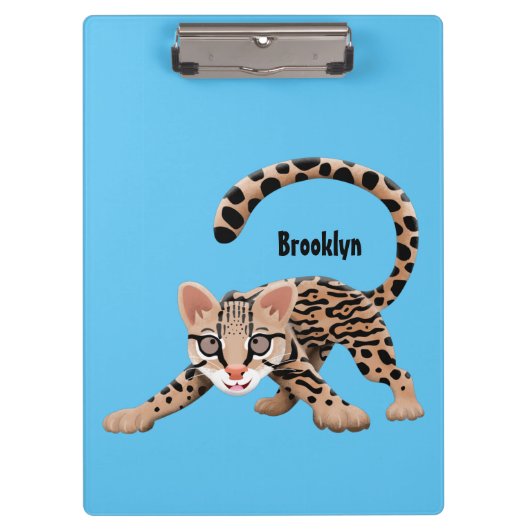 Cute ocelot cartoon illustratie klembord (Voorkant)