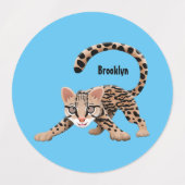 Cute ocelot cartoon illustratie labels (Design 1)