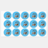 Cute ocelot cartoon illustratie labels (Vel)